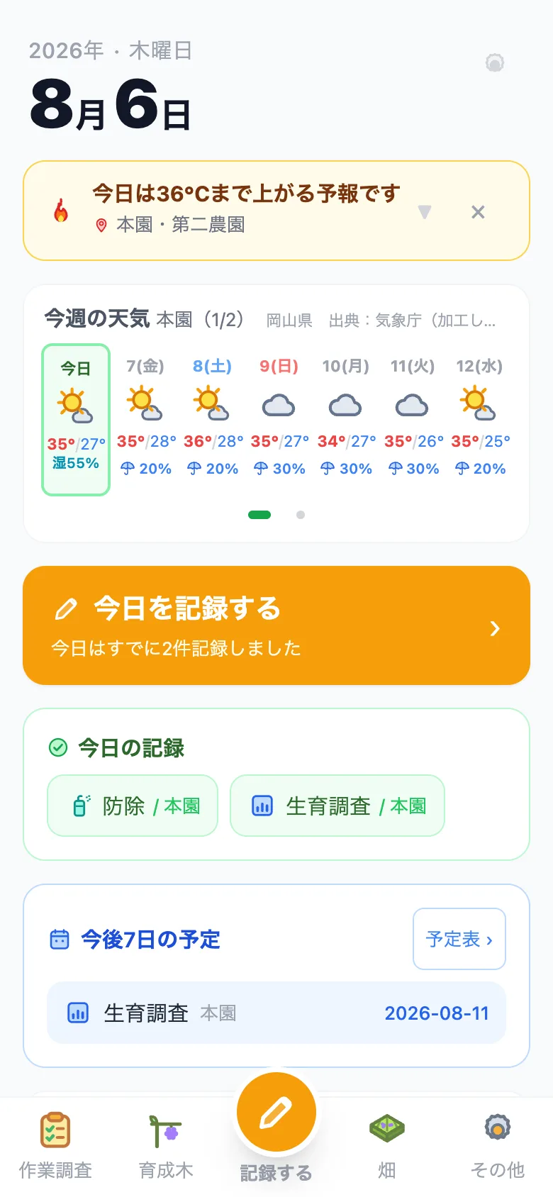 ホームで天気とお知らせ